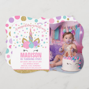 Magisches Einhorn-Geburtstags-Einladungs-Rosa-Gold Einladung