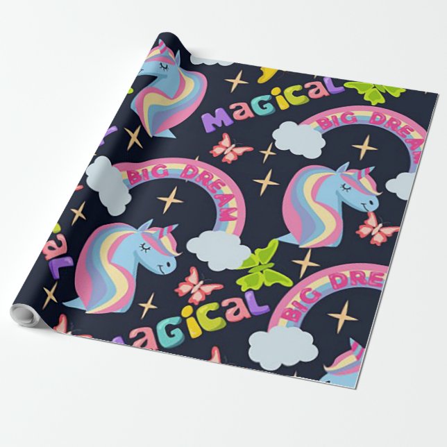 Magisches Einhorn Geschenkpapier (Ungerollt)