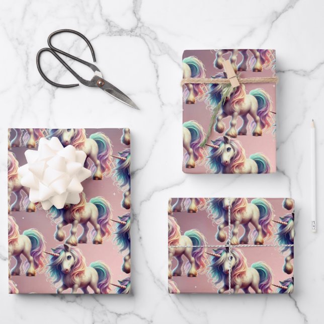 Magisches Einhorn-Geschenkpapier Geschenkpapier Set (Vorderseite)