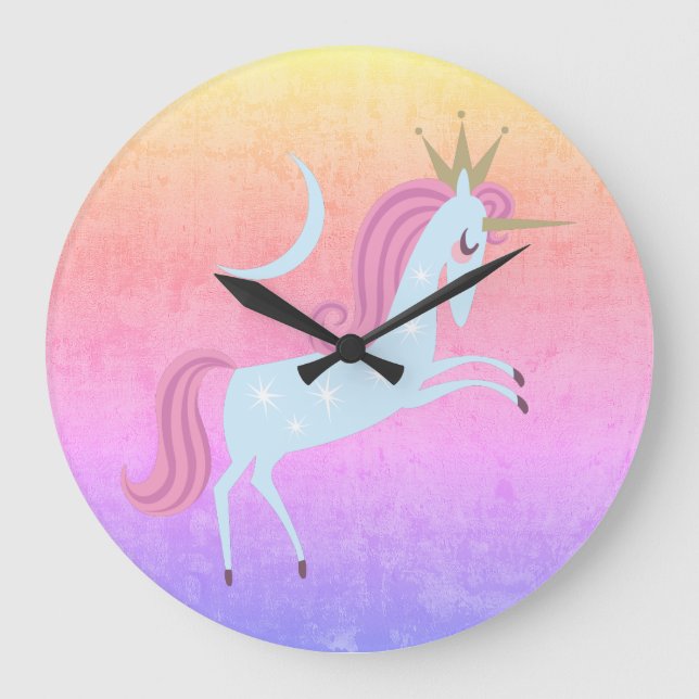magisches Einhorn Große Wanduhr (Vorderseite)