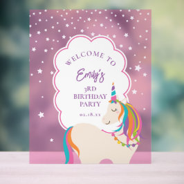 Magisches Einhorn Hot Pink Girl Geburtstag Willkom Acrylschild