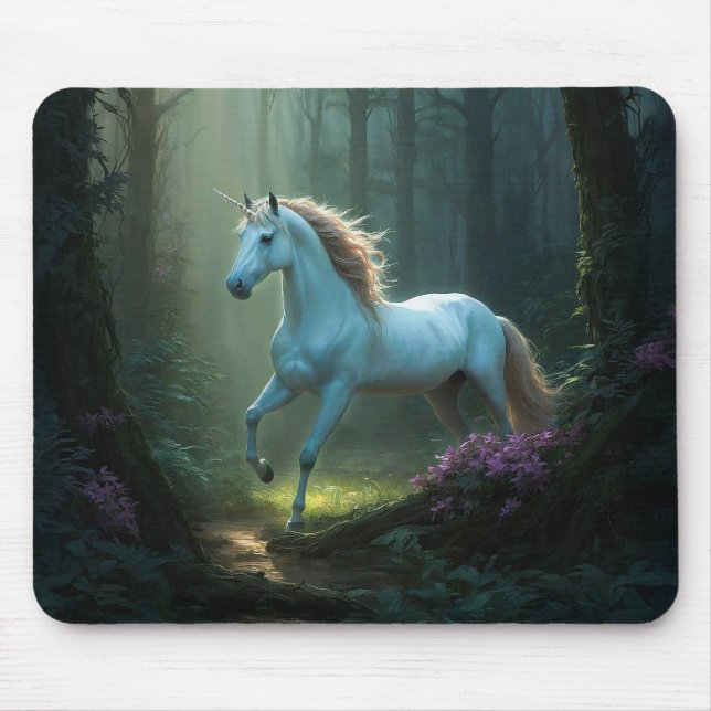 Magisches Einhorn im verzauberten Wald Mousepad (Vorne)