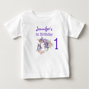 Magisches Einhorn-Mama-&-Baby-Watercolor zum 1. Ge Baby T-shirt