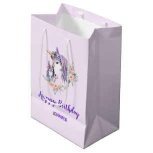 Magisches Einhorn-Mama-und-Baby-Watercolor-Geburts Mittlere Geschenktüte