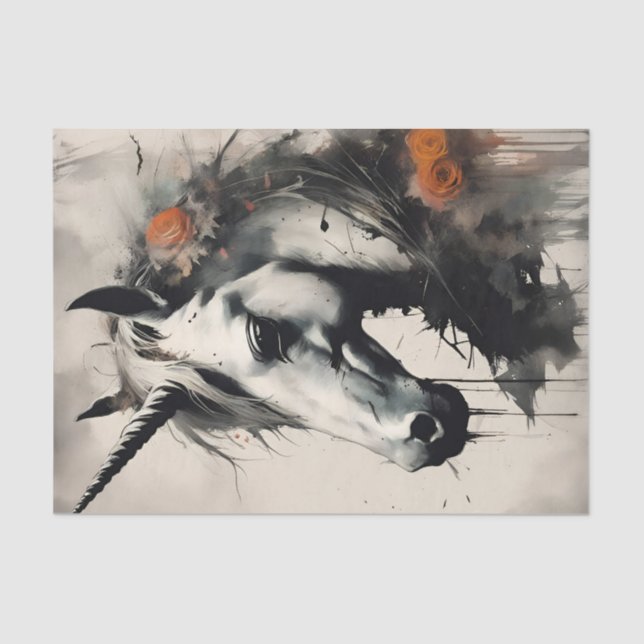 Magisches Einhorn mit farbigen Tropfen Decoupage Seidenpapier (Vorderseite)