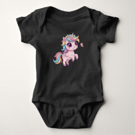 Magisches Einhorn mit Rainbow Hair Baby Bodysuit Strampler