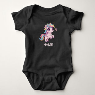 Magisches Einhorn mit Rainbow Hair Baby Bodysuit Strampler