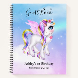 Magisches Einhorn mit Rainbow Mane & Schwanz Gäste Notizbuch