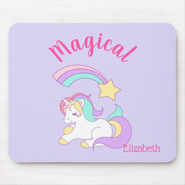 Magisches Einhorn mit Regenbogen-Shooting-Star Mousepad (Vorne)
