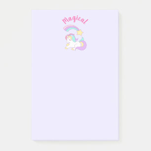 Magisches Einhorn mit Regenbogen-Shooting-Star Post-it Klebezettel