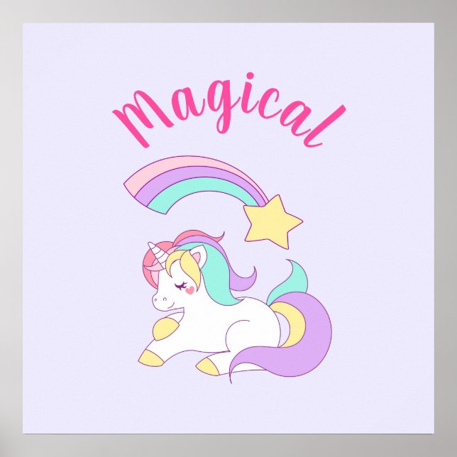 Magisches Einhorn mit Regenbogen-Shooting-Star Poster (Vorne)