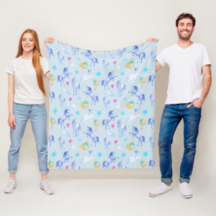 Magisches Einhorn Muster Watercolor Fantasy Design Fleecedecke