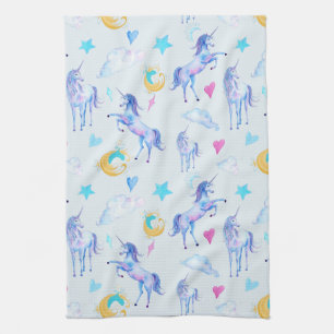 Magisches Einhorn Muster Watercolor Fantasy Design Geschirrtuch