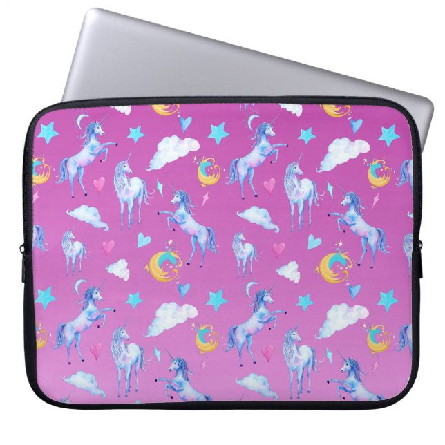 Magisches Einhorn Muster Watercolor Fantasy Design Laptopschutzhülle (Vorderseite)