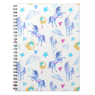 Magisches Einhorn Muster Watercolor Fantasy Design Notizblock