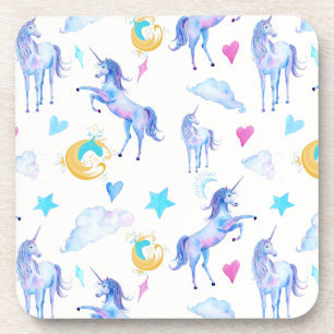 Magisches Einhorn Muster Watercolor Fantasy Design Untersetzer