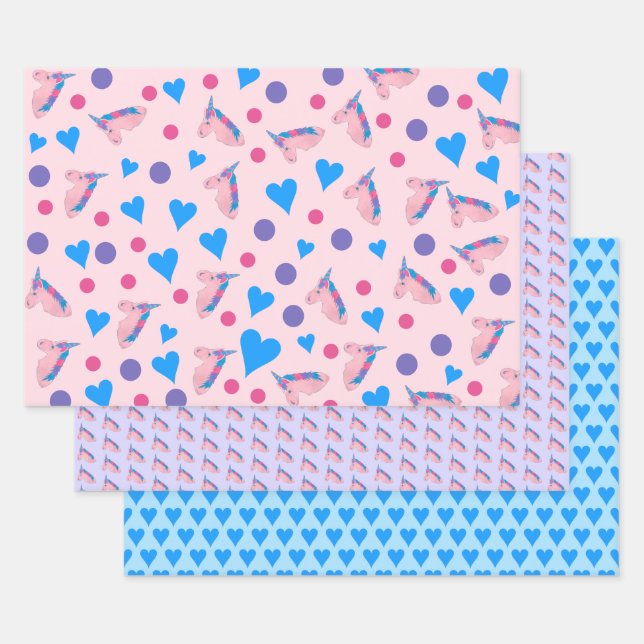 Magisches Einhorn Mythisches Pferd und Herz Geschenkpapier Set (Set)