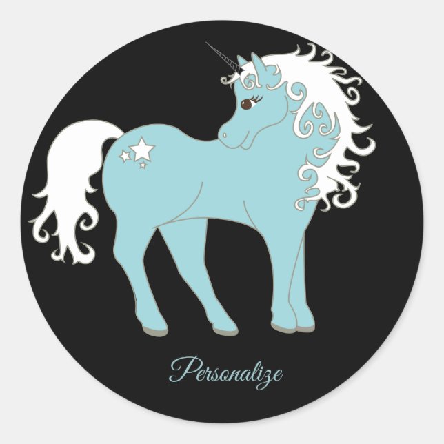 Magisches Einhorn Niedlich & Adorable mit Star Runder Aufkleber (Vorderseite)