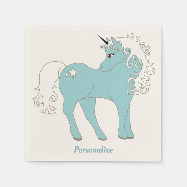 Magisches Einhorn Niedlich & Adorable mit Star Serviette (Vorderseite)