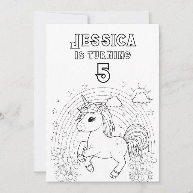 Magisches Einhorn-Party Einfärben in Farbe Einladung (Vorderseite)