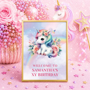 Magisches Einhorn Pastell Mädchen Geburtstags-Will Poster