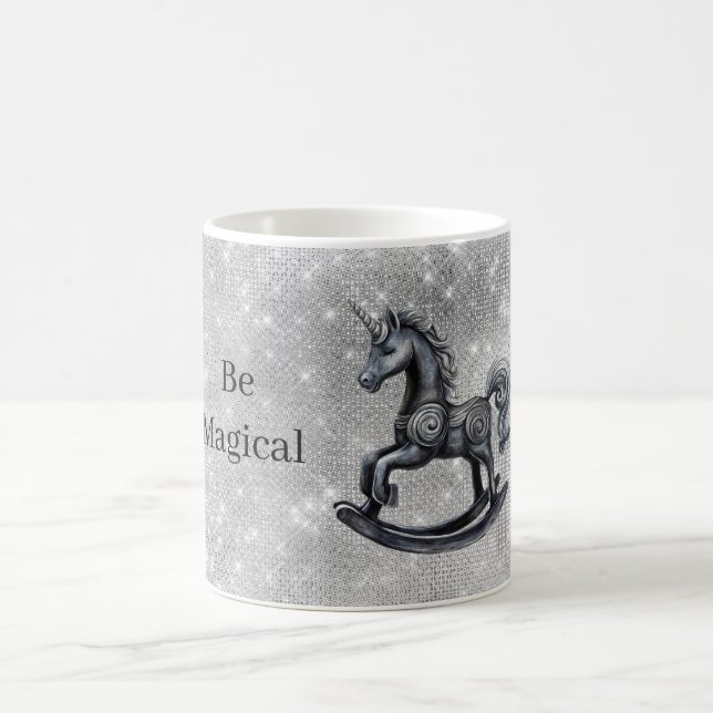 Magisches Einhorn Pferd Silber Glanz Kaffeetasse (Mittel)