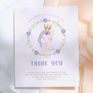 Magisches Einhorn Prinzessin Geburtstags Dankesc Postkarte