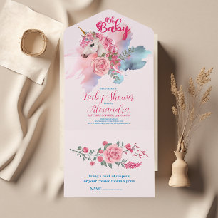 Magisches Einhorn Regenbogen Baby Shower All In One Einladung