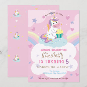 Magisches Einhorn Regenbogen Geburtstag Einladung