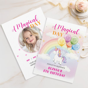 Magisches Einhorn & Regenbogen Geburtstag Einladung