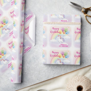 Magisches Einhorn & Regenbogen Geburtstag Geschenkpapier