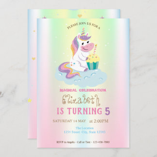 Magisches Einhorn Regenbogen Iridescent Geburtstag Einladung