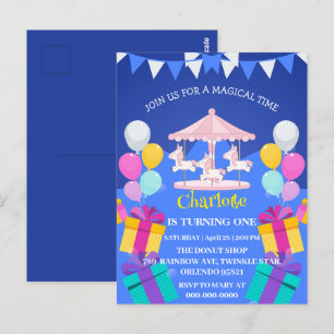 Magisches Einhorn Regenbogen Karussell Muster Gebu Postkarte