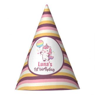 Magisches Einhorn- & Regenbogen-Mädchen 1. Geburts Partyhütchen
