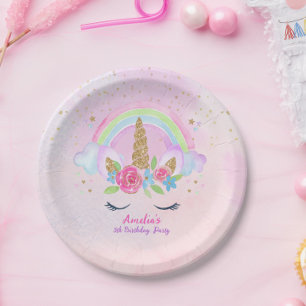Magisches Einhorn Regenbogen Rosa Geburtstag Pappteller