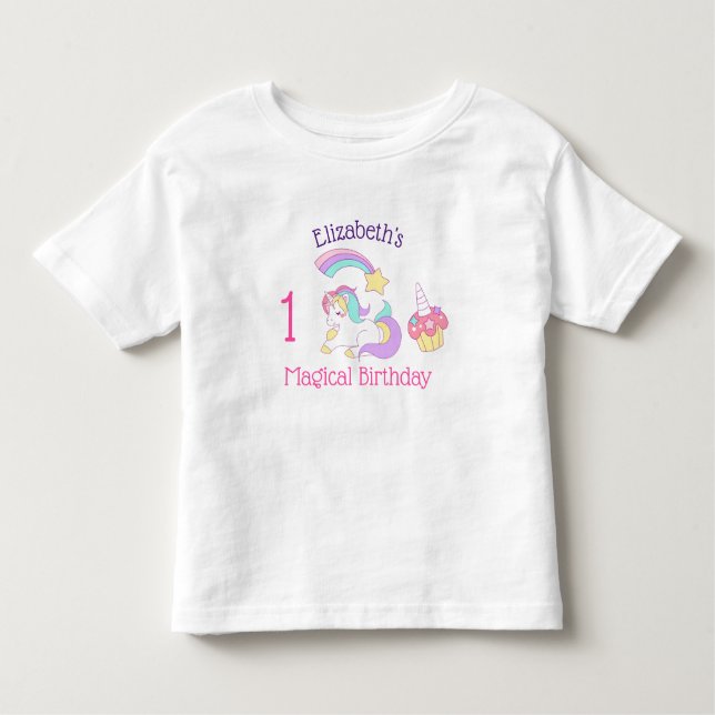 Magisches Einhorn Regenbogen Shooting Star & Cupca Kleinkind T-shirt (Vorderseite)
