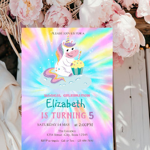 Magisches Einhorn Regenbogen Tie Dye Geburtstag Einladung