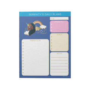 Magisches Einhorn Regenbogen & Wolken Design Notizblock