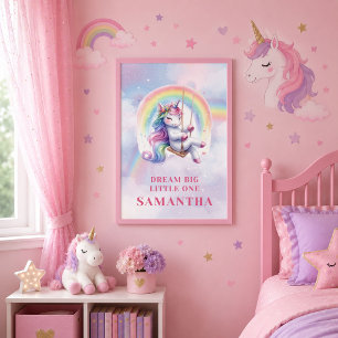 Magisches Einhorn Rosa Lila Gerahmter Leinwand Dek