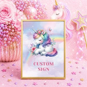 Magisches Einhorn Rosa Lila Mädchen Geburtstag Ben Poster