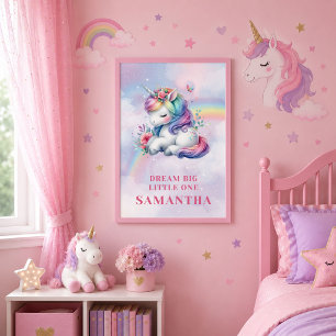 Magisches Einhorn Rosa Lila Mädchen Geburtstag Wan Poster