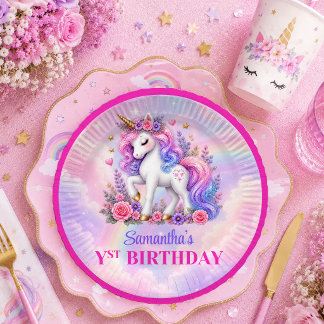 Magisches Einhorn Rosa Lila Mädchen Geburtstags Te Pappteller