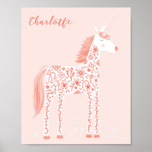 Magisches Einhorn Rosa Personalisiert Poster