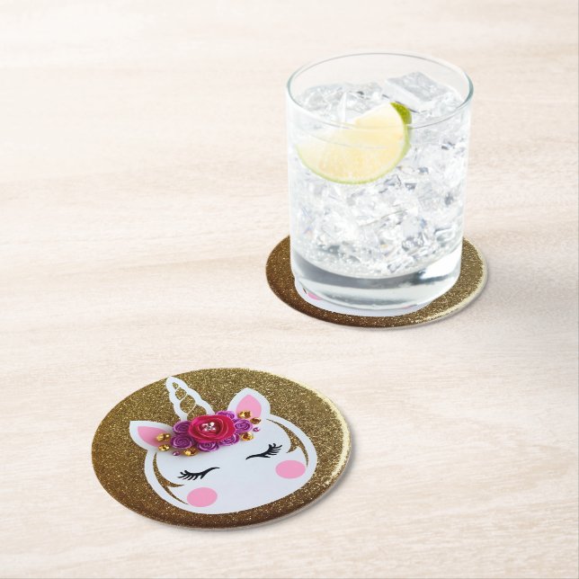 Magisches Einhorn Runder Pappuntersetzer (Vor Ort)