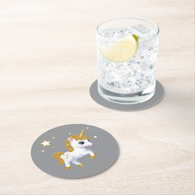 Magisches Einhorn Runder Pappuntersetzer (Vor Ort)