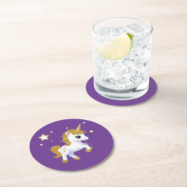 Magisches Einhorn Runder Pappuntersetzer (Vor Ort)