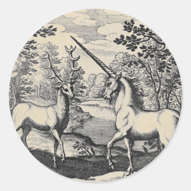 Magisches Einhorn und Stag Runder Aufkleber (Vorderseite)