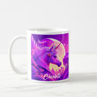 Magisches Einhorn unter dem Mondlicht Kaffeetasse