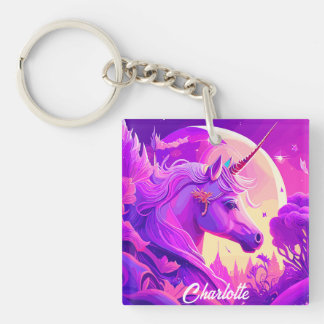 Magisches Einhorn unter dem Mondlicht Schlüsselanhänger