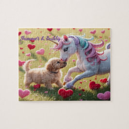 Magisches Einhorn & Welpenliebe-Herzfeld Puzzle